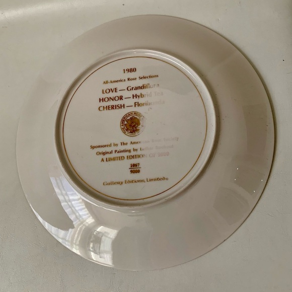 Vintage 1980 Honor White Rose Selection Plate Limited Edition By Luther Bookout - Picture 8 of 11